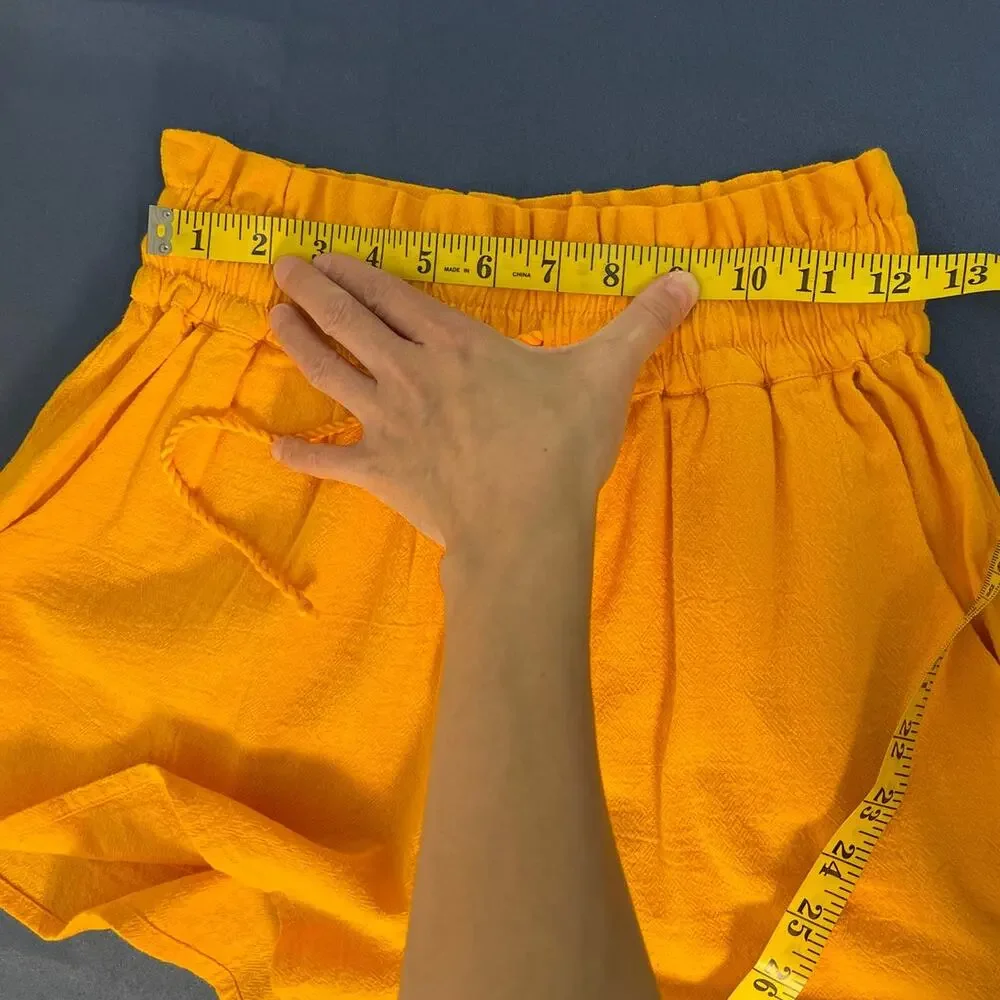 Abound Drawstring‎ Elastic Waist Casual Shorts with Pockets Color Orange Size S